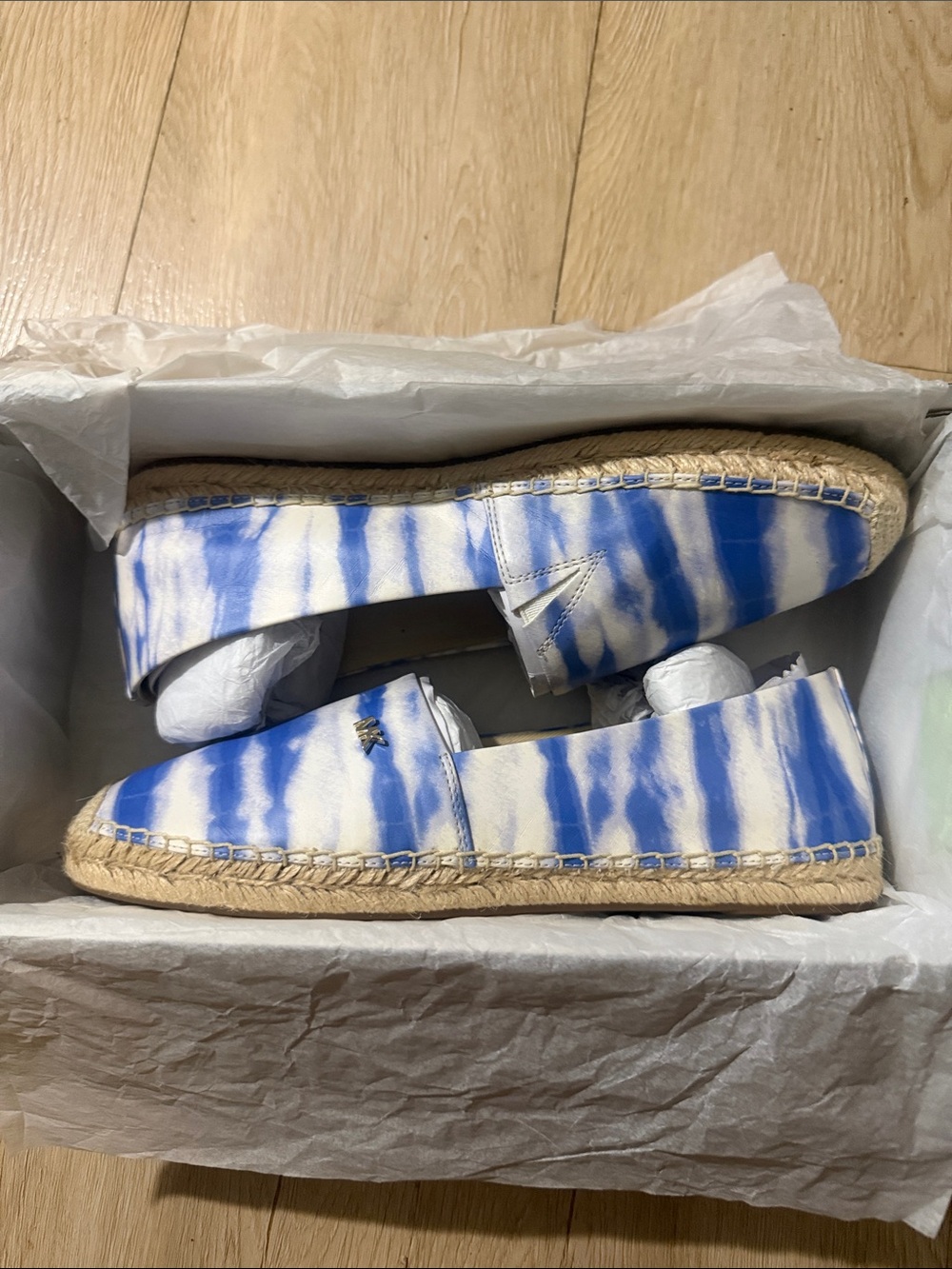 MICHAEL Michael Kors Blue and White Tie-Dye Espadrille Slip-Ons